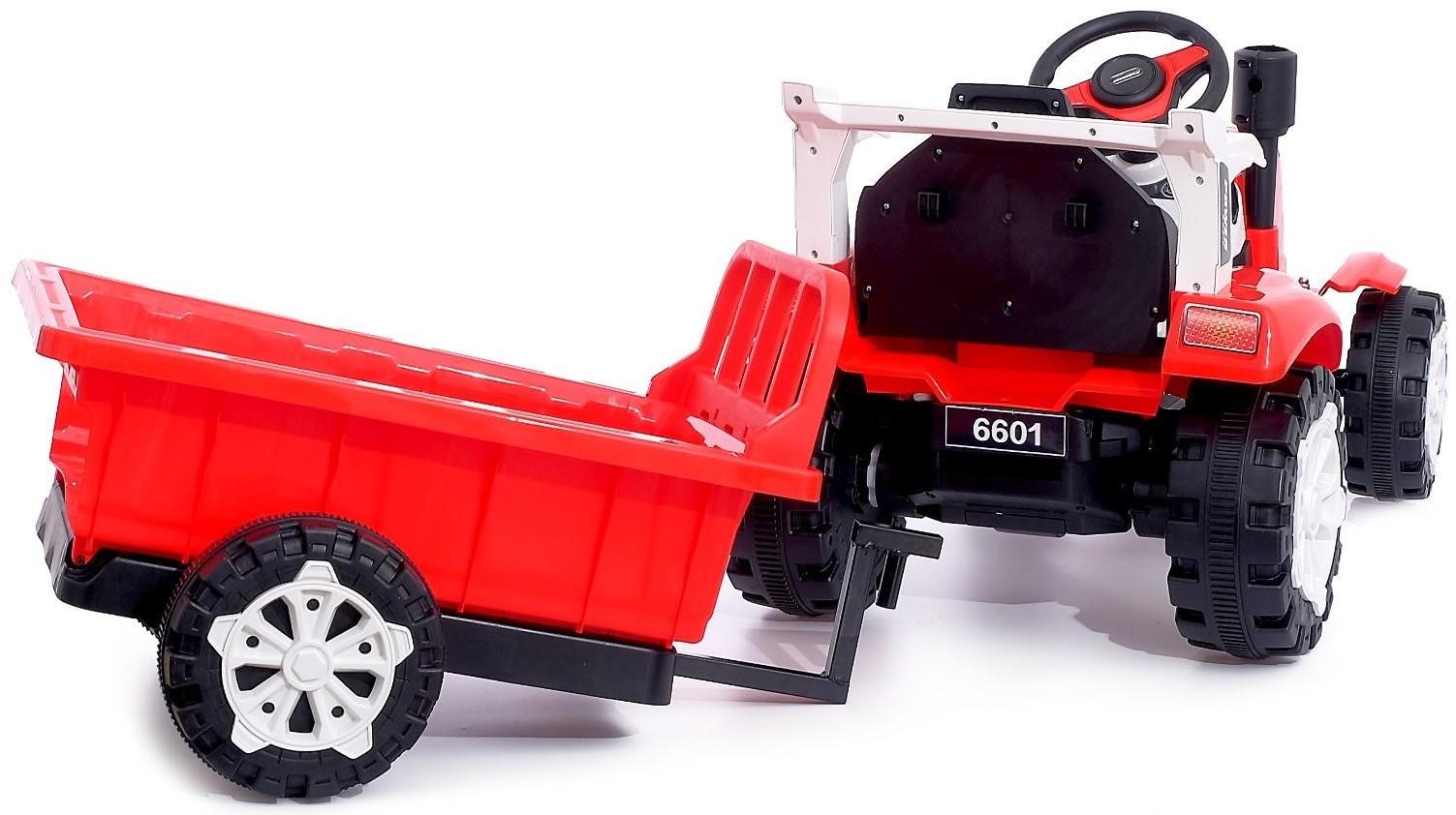 Электромобиль «Трактор», с прицепом, 2 мотора, цвет красный