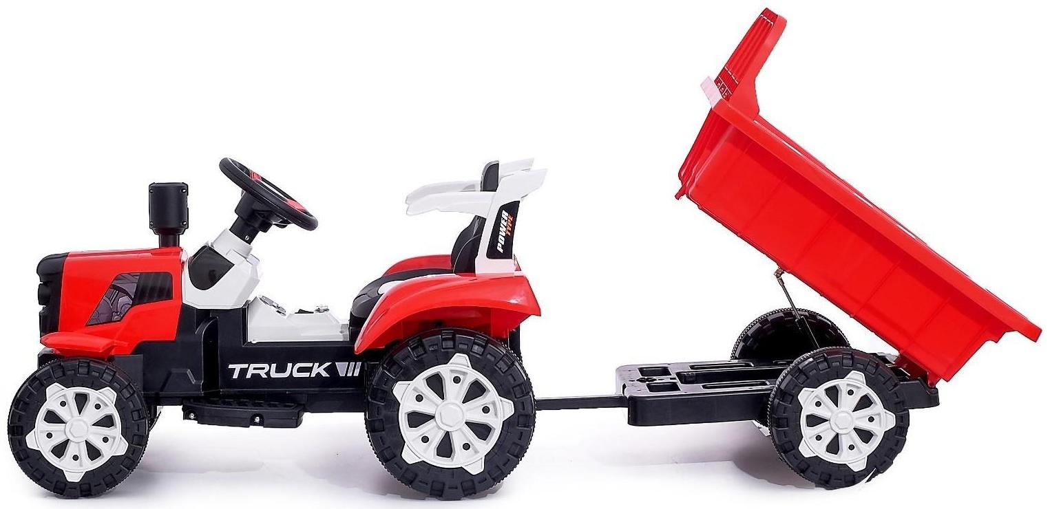 Электромобиль «Трактор», с прицепом, 2 мотора, цвет красный