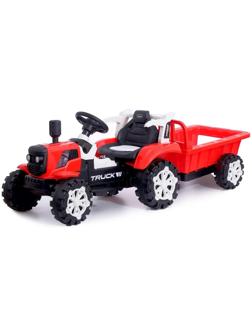 Электромобиль «Трактор», с прицепом, 2 мотора, цвет красный