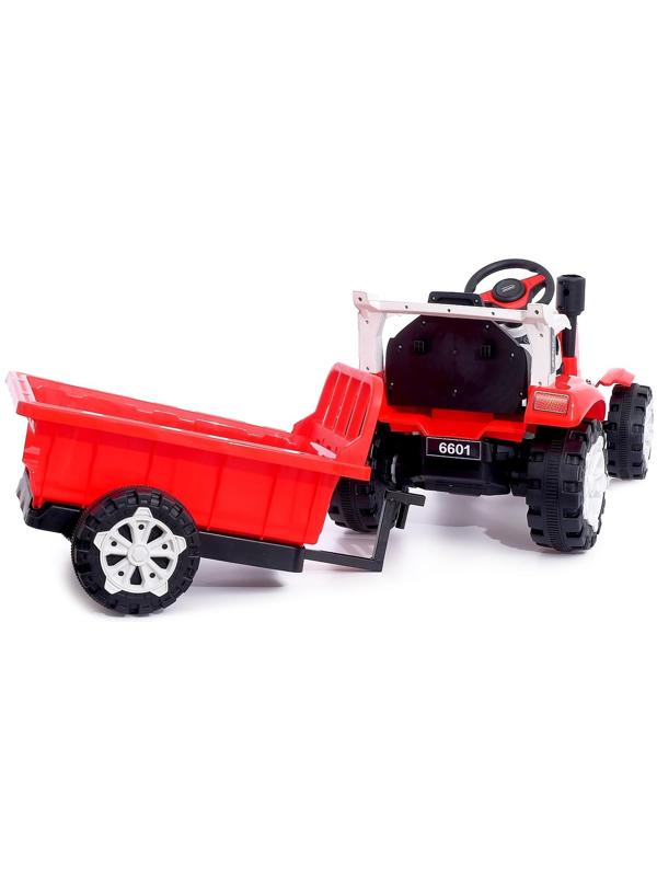 Электромобиль «Трактор», с прицепом, 2 мотора, цвет красный
