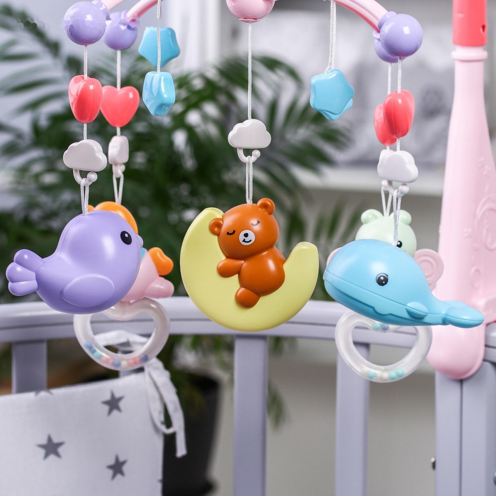 Мобиль музыкальный «Гриб. Мишка на луне», с проектором, цвет МИКС