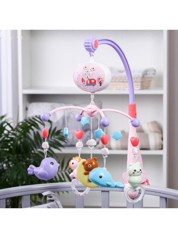 Мобиль музыкальный «Гриб. Мишка на луне», с проектором, цвет МИКС