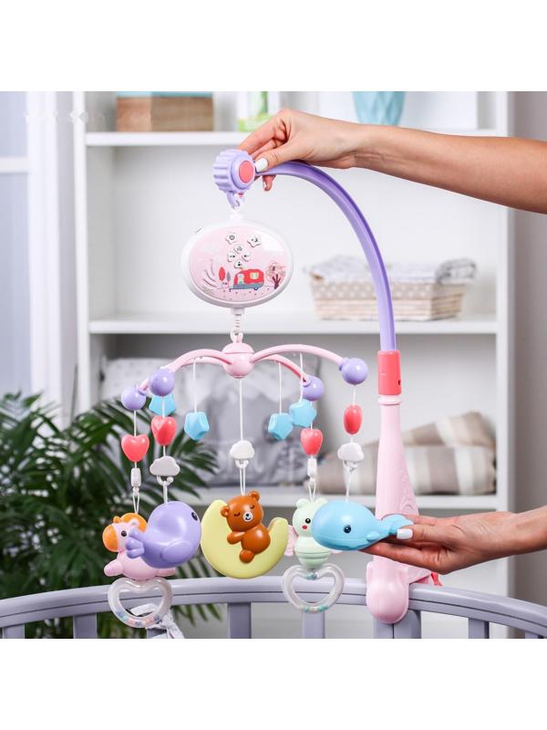 Мобиль музыкальный «Гриб. Мишка на луне», с проектором, цвет МИКС