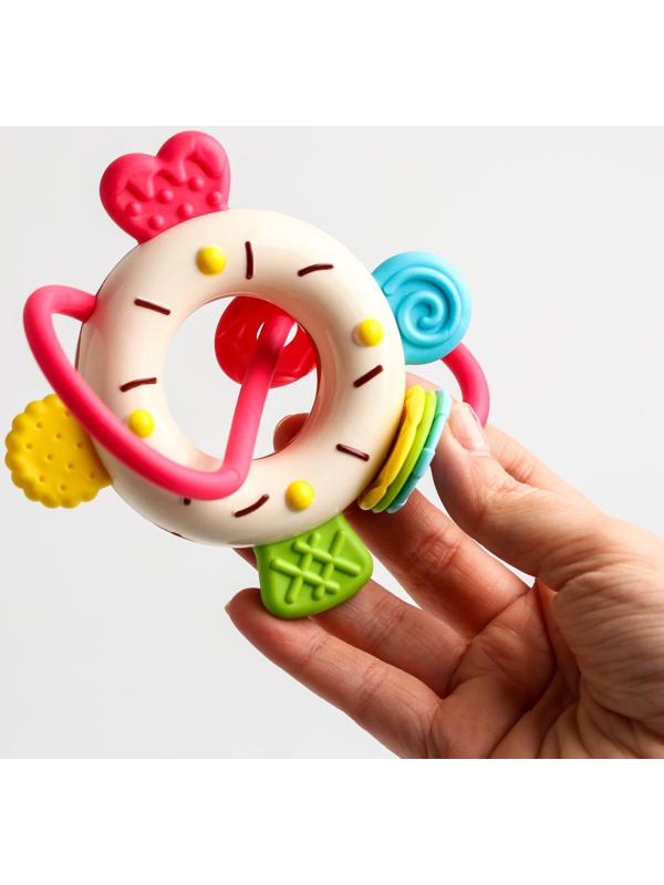 Погремушка «Пончик» с прорезывателем, цвет МИКС