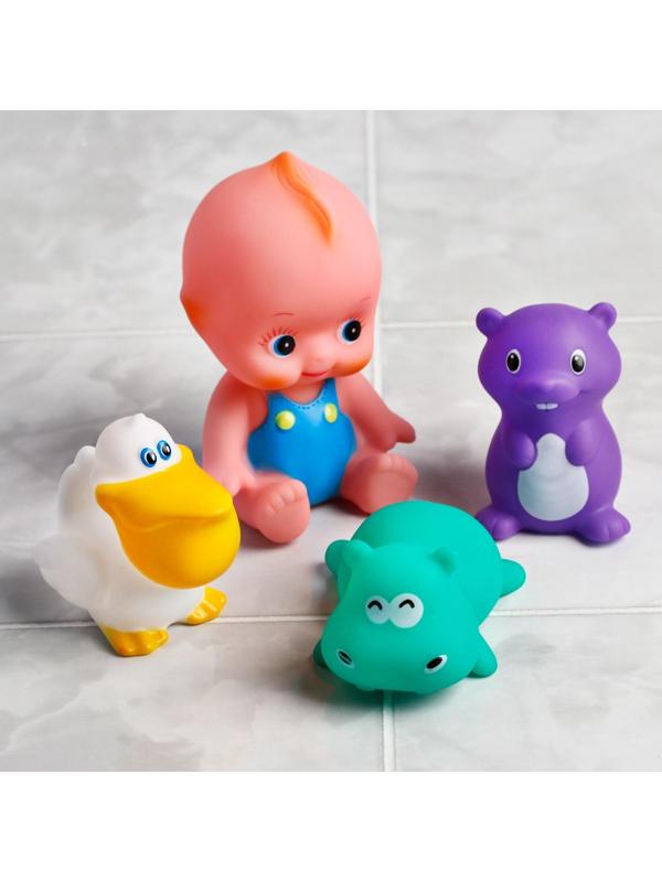 Набор игрушек для игры в ванне «Пупс в ванне» +3 игрушки, цвет МИКС
