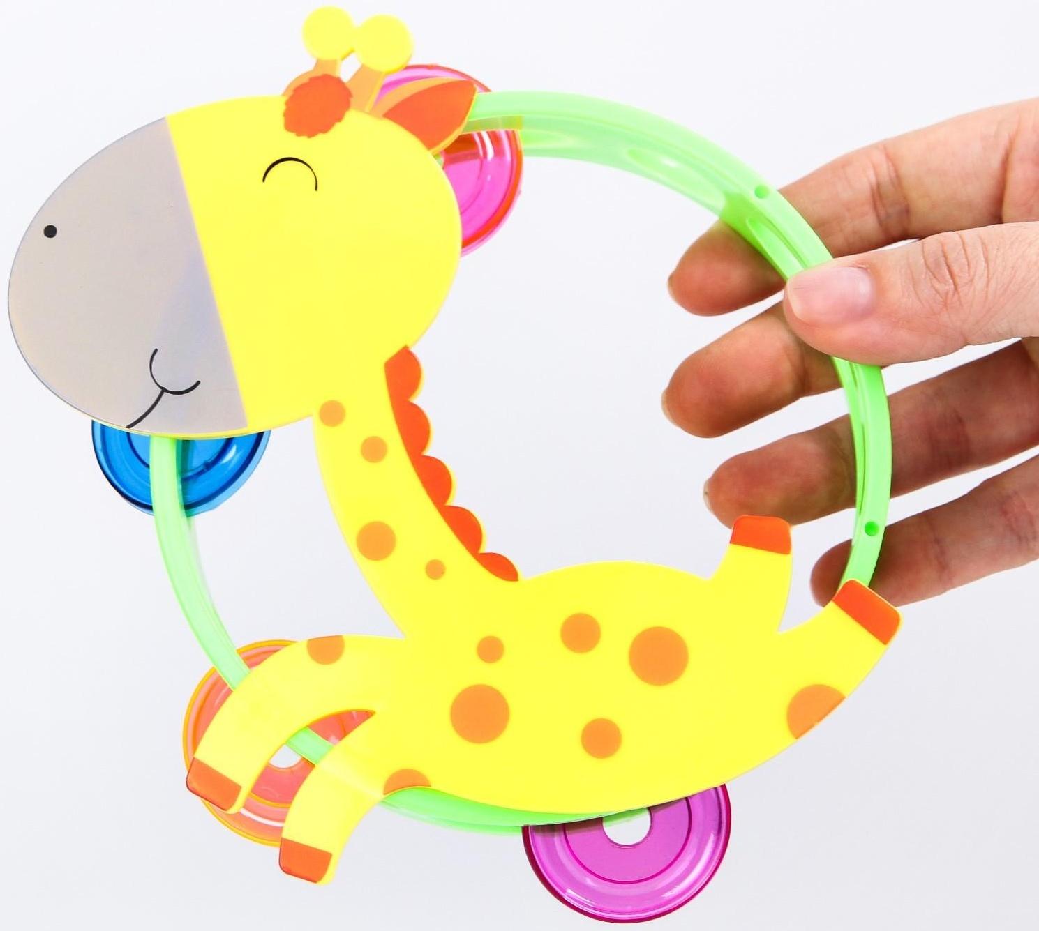 Погремушка бубен «Жирафик, Лошадка», виды МИКС