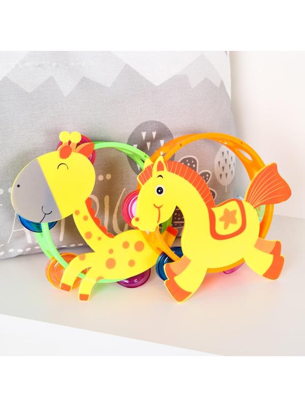 Погремушка бубен «Жирафик, Лошадка», виды МИКС