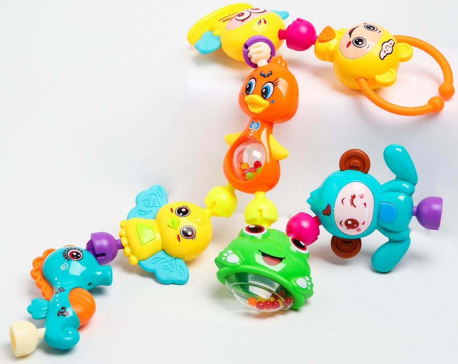 Набор погремушек «Собери меня», 7 шт, яркие цвета