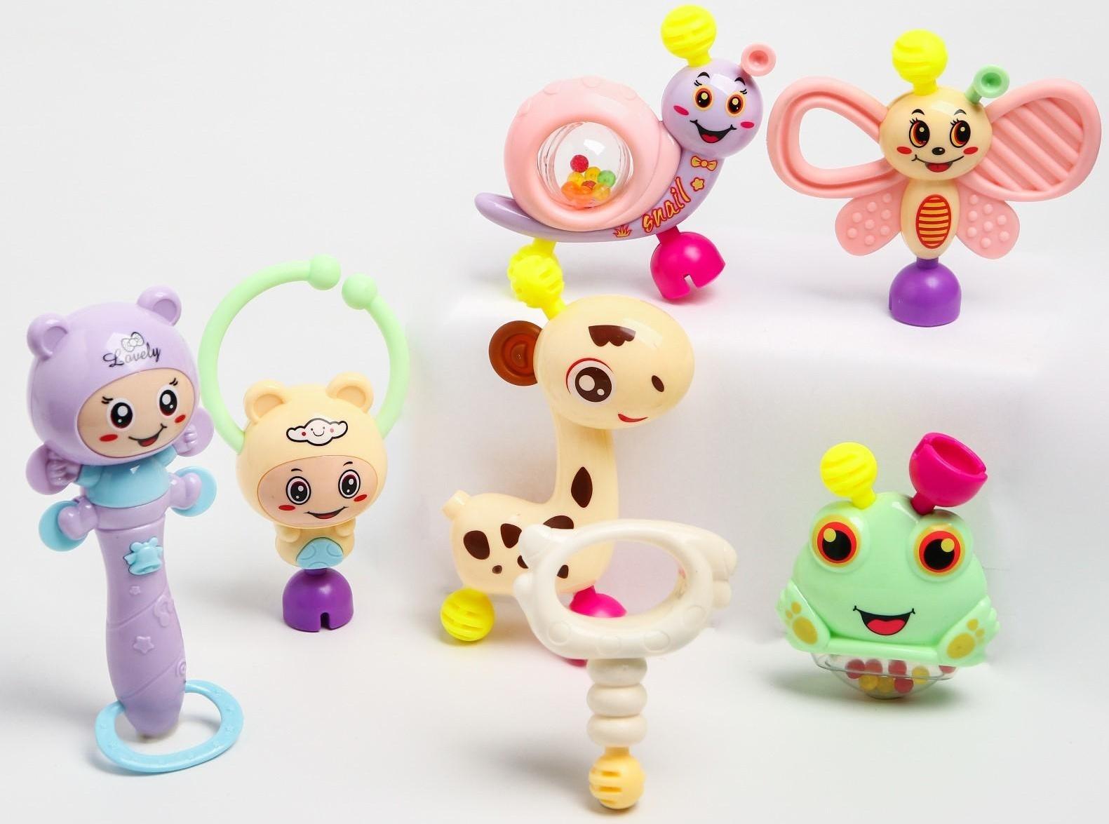 Набор погремушек «Собери меня», 7 шт, нежные цвета