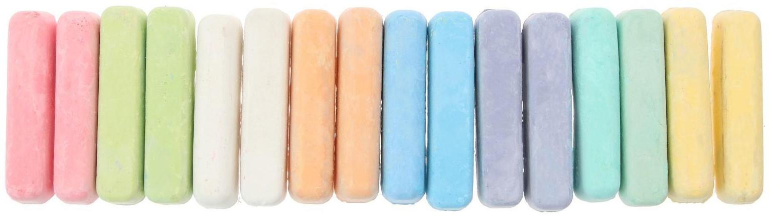 Мелки цветные для асфальта 16 штук, 8 цветов 