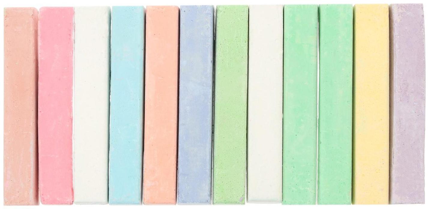 Мелки цветные для асфальта 12 штук, 10 цветов 