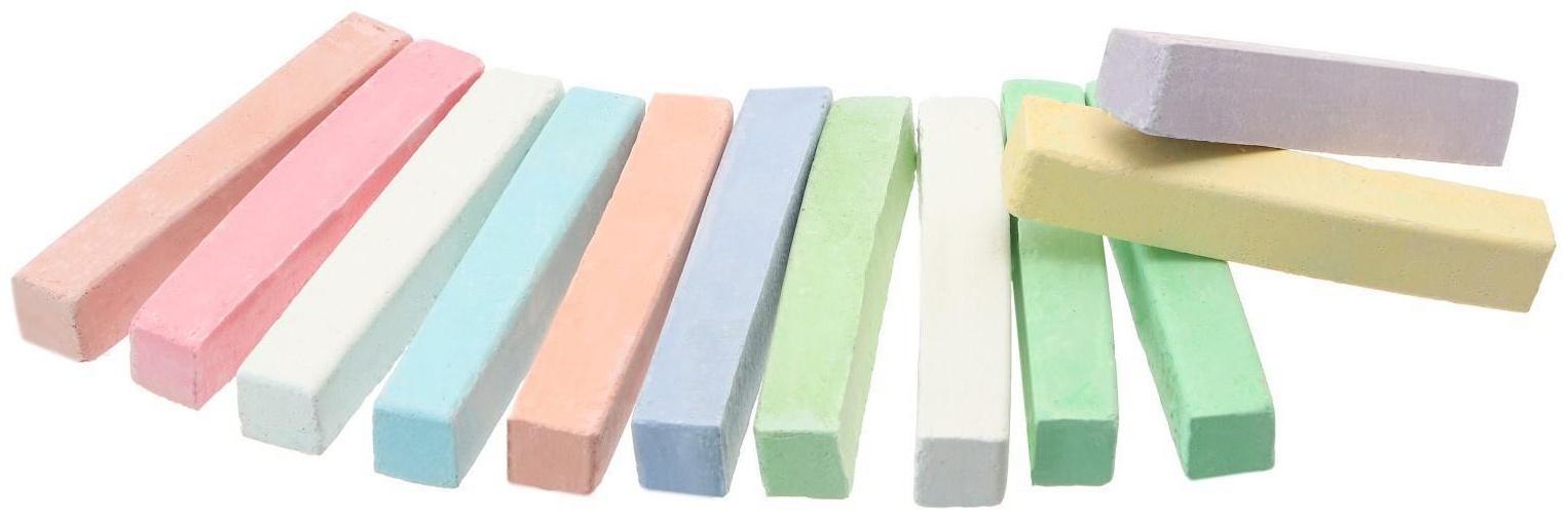 Мелки цветные для асфальта 12 штук, 10 цветов 