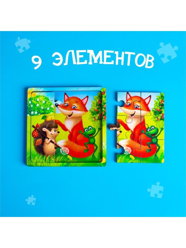 Пазл «Лесные зверята», 9 деталей