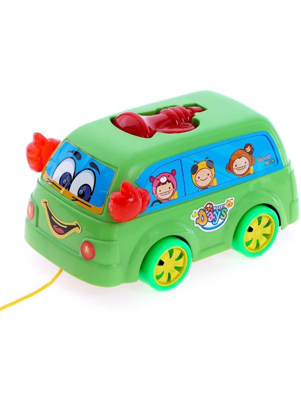 Каталка на верёвочке «Автобус», цвета МИКС