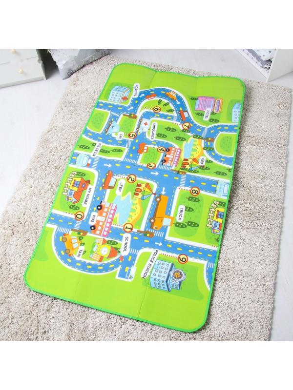 Коврик детский на фольгированной основе «Транспорт и дороги», размер 180х100 см