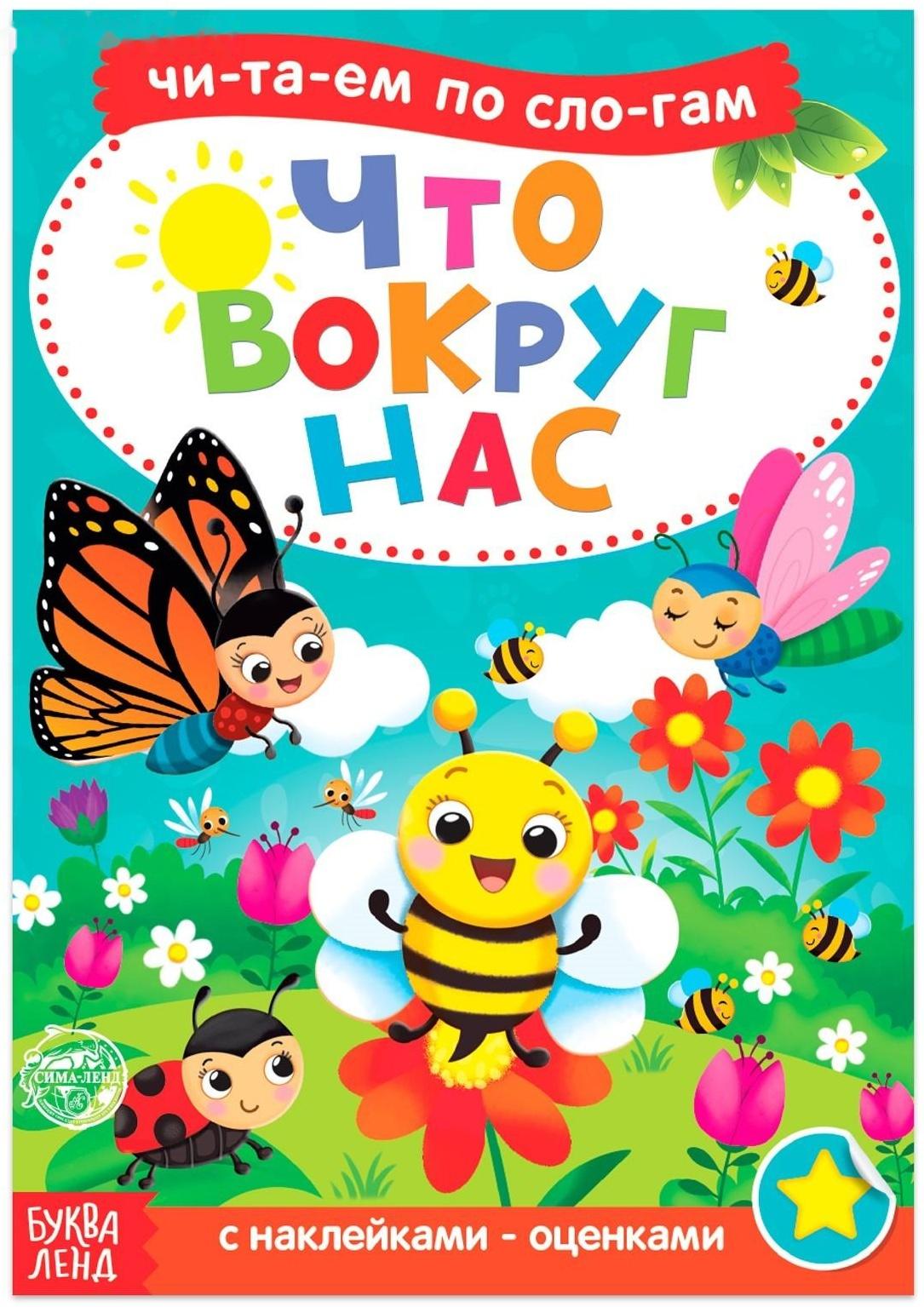 «Читаем по слогам» Книга с наклейками «Что вокруг нас», 12 стр.