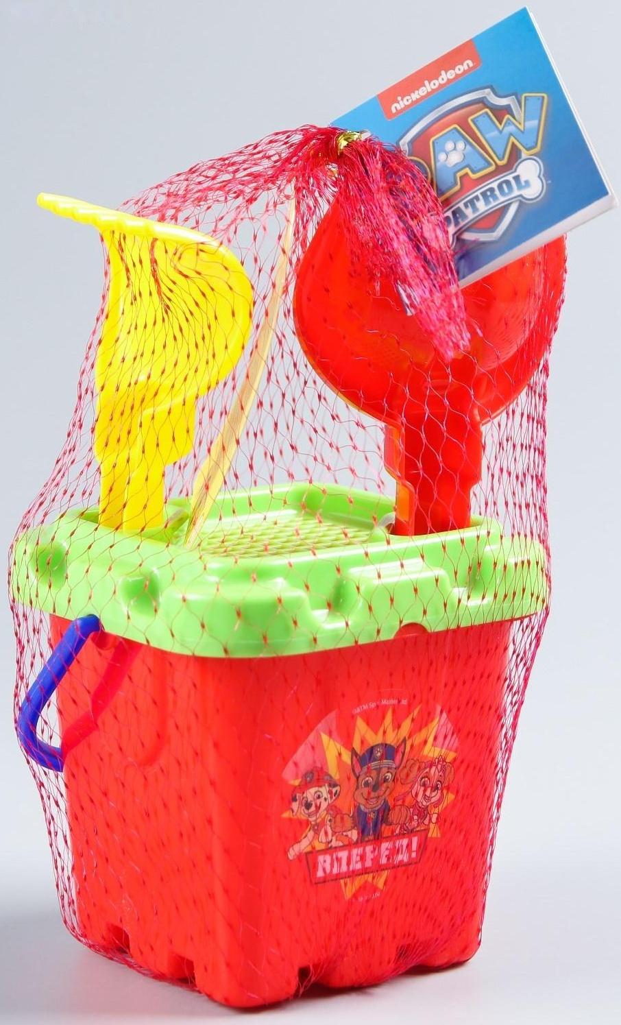 Набор для игры с песком «Вперёд команда» Paw Patrol: ведро-крепость малое, ситечко, совок, МИКС