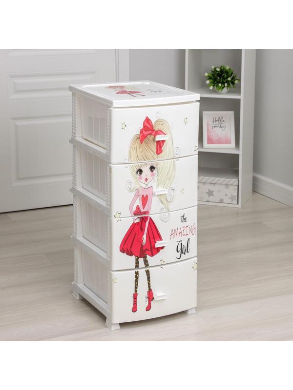 Комод детский 4-х секционный «Красотка», цвет белый