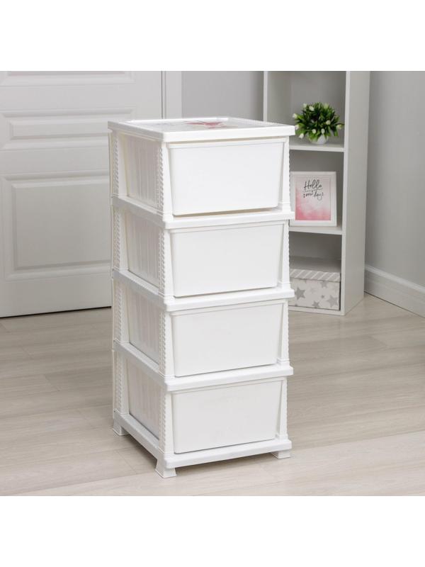 Комод детский 4-х секционный «Красотка», цвет белый