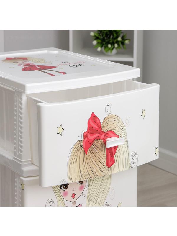 Комод детский 4-х секционный «Красотка», цвет белый