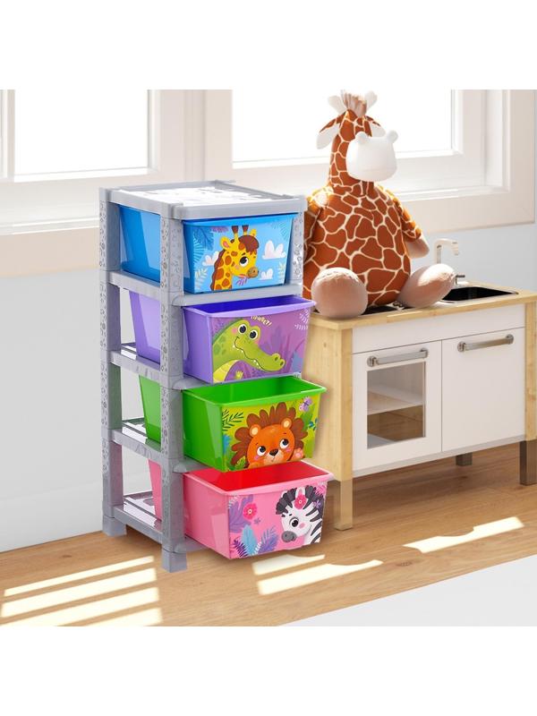 Комод детский «Весёлый зоопарк», 4 секции