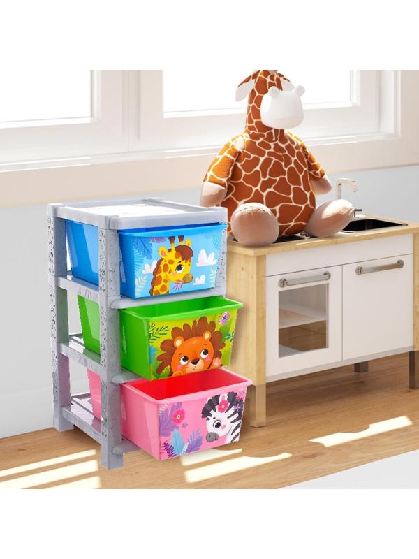 Комод детский «Весёлый зоопарк», 3 секции