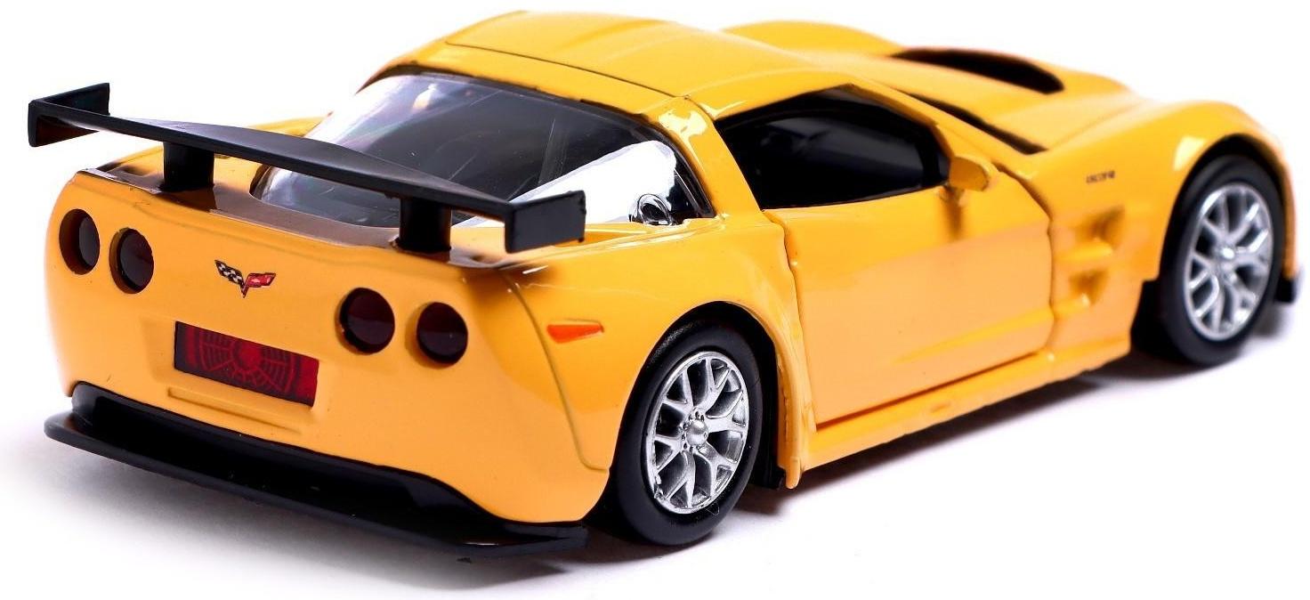 Машина металлическая CHEVROLET CORVETTE C6-R, 1:32, открываются двери, инерция, цвет жёлтый