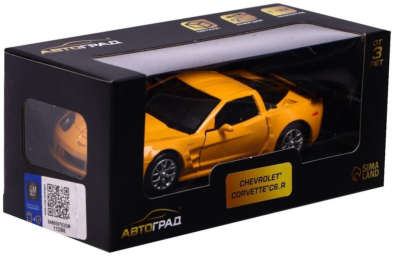 Машина металлическая CHEVROLET CORVETTE C6-R, 1:32, открываются двери, инерция, цвет жёлтый