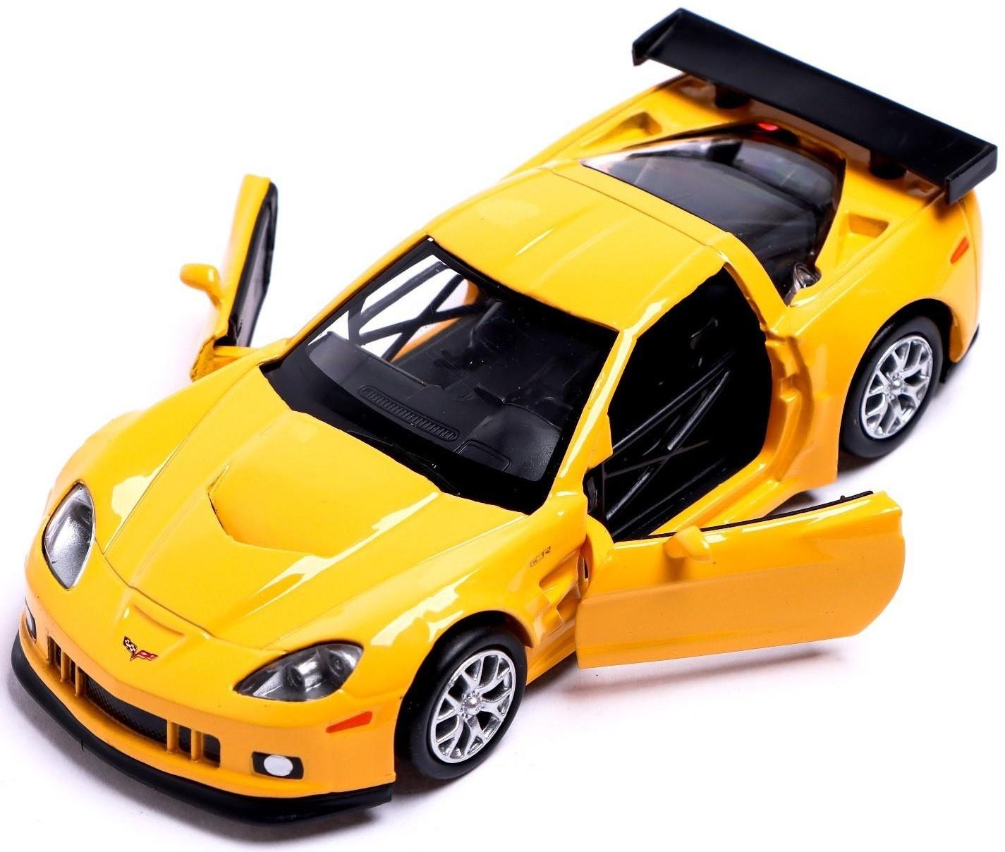 Машина металлическая CHEVROLET CORVETTE C6-R, 1:32, открываются двери, инерция, цвет жёлтый