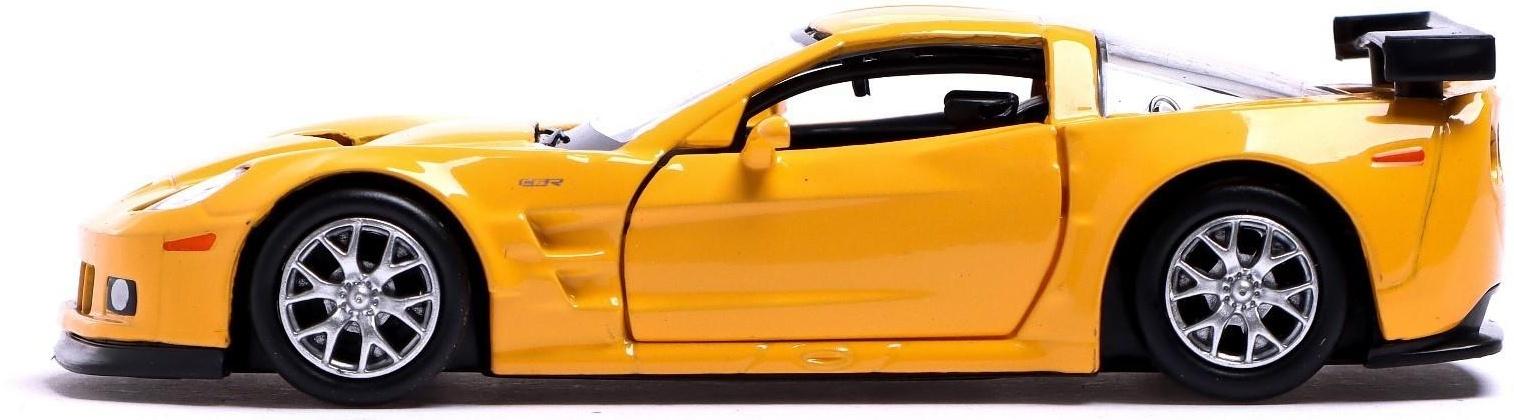 Машина металлическая CHEVROLET CORVETTE C6-R, 1:32, открываются двери, инерция, цвет жёлтый