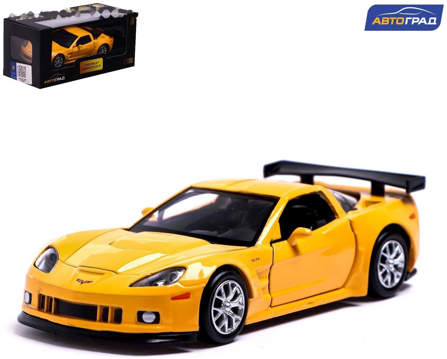 Машина металлическая CHEVROLET CORVETTE C6-R, 1:32, открываются двери, инерция, цвет жёлтый