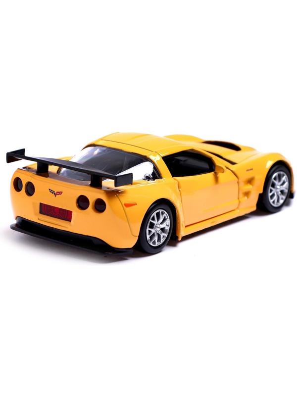 Машина металлическая CHEVROLET CORVETTE C6-R, 1:32, открываются двери, инерция, цвет жёлтый