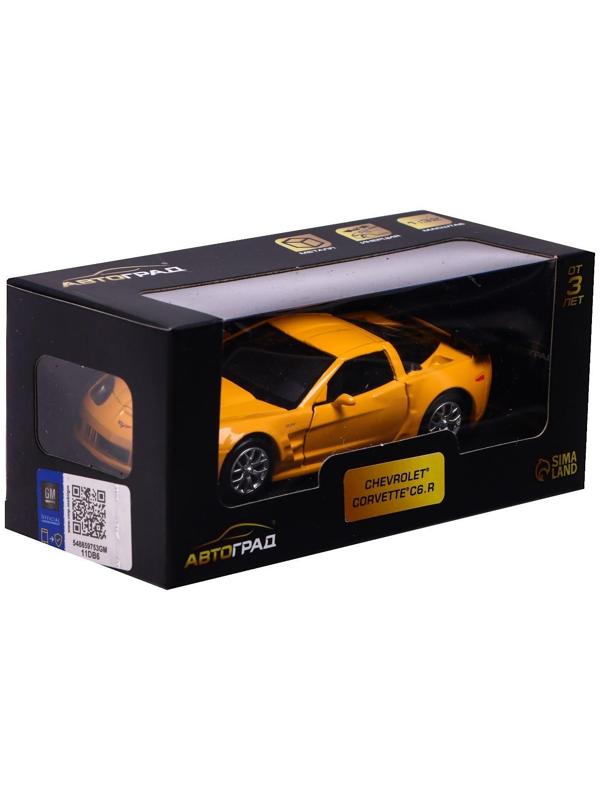 Машина металлическая CHEVROLET CORVETTE C6-R, 1:32, открываются двери, инерция, цвет жёлтый