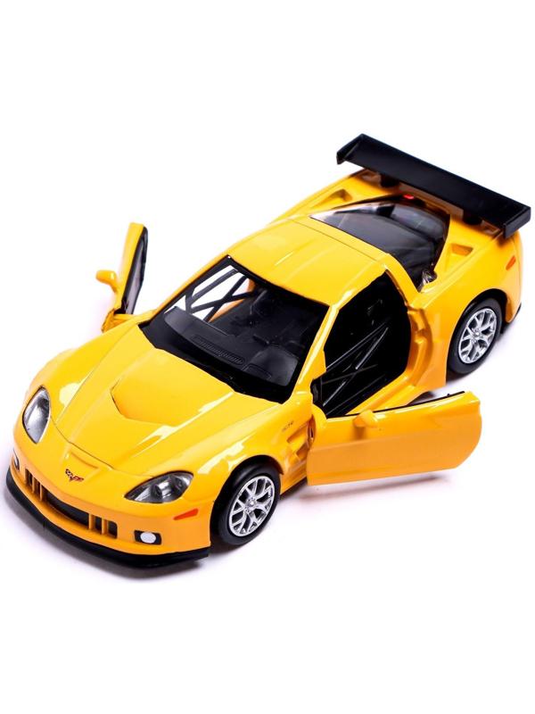 Машина металлическая CHEVROLET CORVETTE C6-R, 1:32, открываются двери, инерция, цвет жёлтый