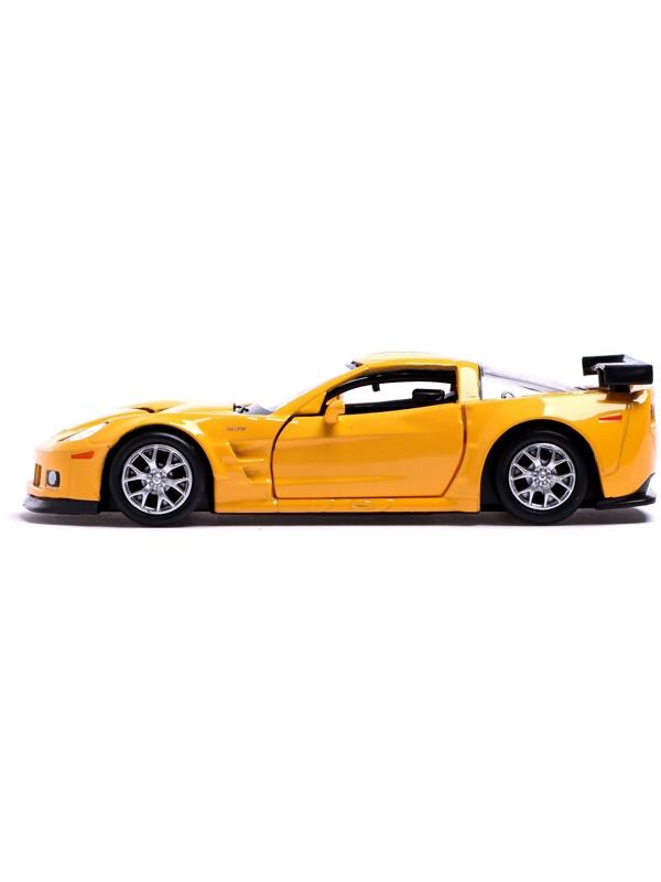 Машина металлическая CHEVROLET CORVETTE C6-R, 1:32, открываются двери, инерция, цвет жёлтый