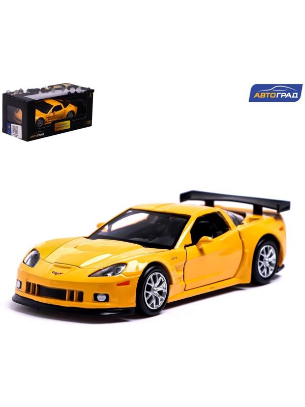 Машина металлическая CHEVROLET CORVETTE C6-R, 1:32, открываются двери, инерция, цвет жёлтый