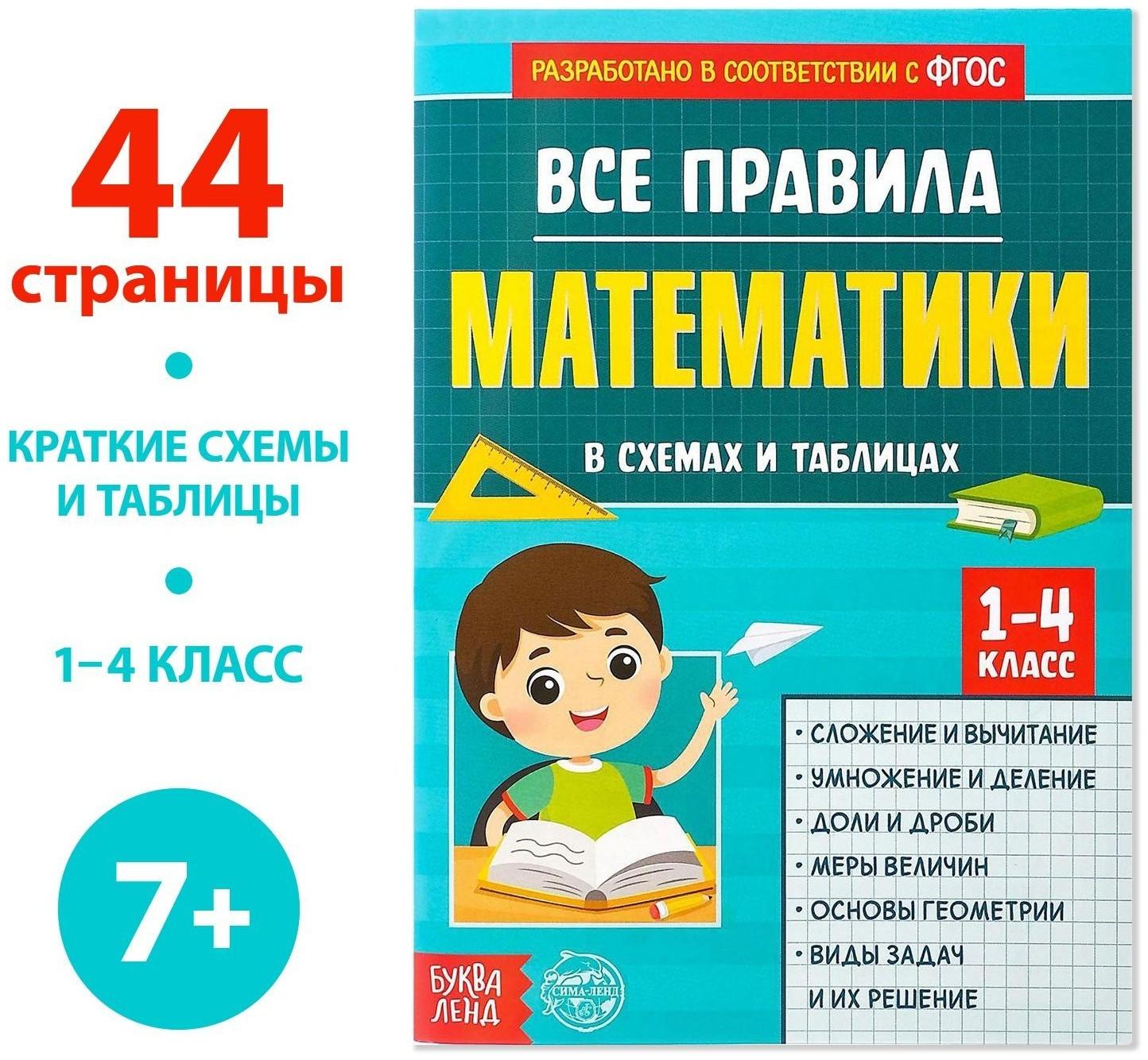 Сборник для 1–4 классов «Все правила математики», 44 стр.