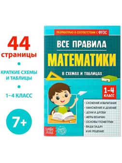 Сборник для 1–4 классов «Все правила математики», 44 стр.