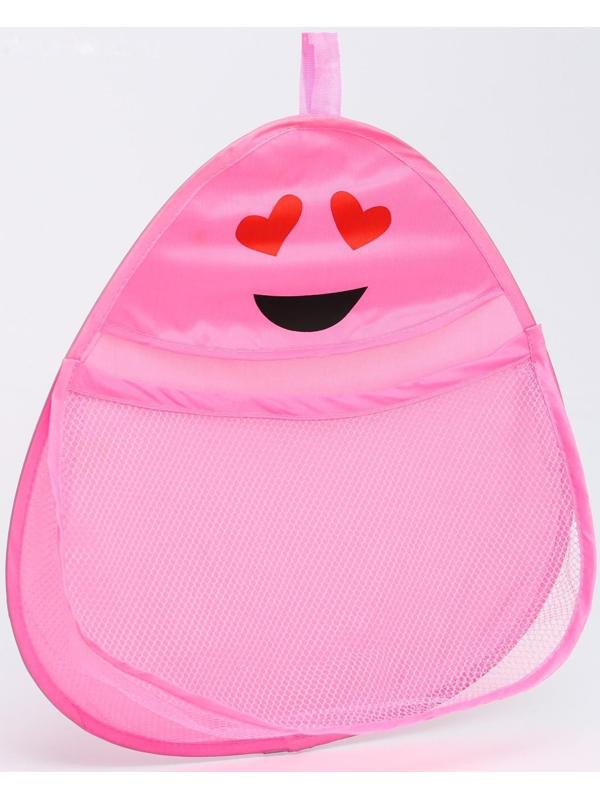 Сетка для хранения игрушек в ванной с петелькой «Смайлик», цвет розовый