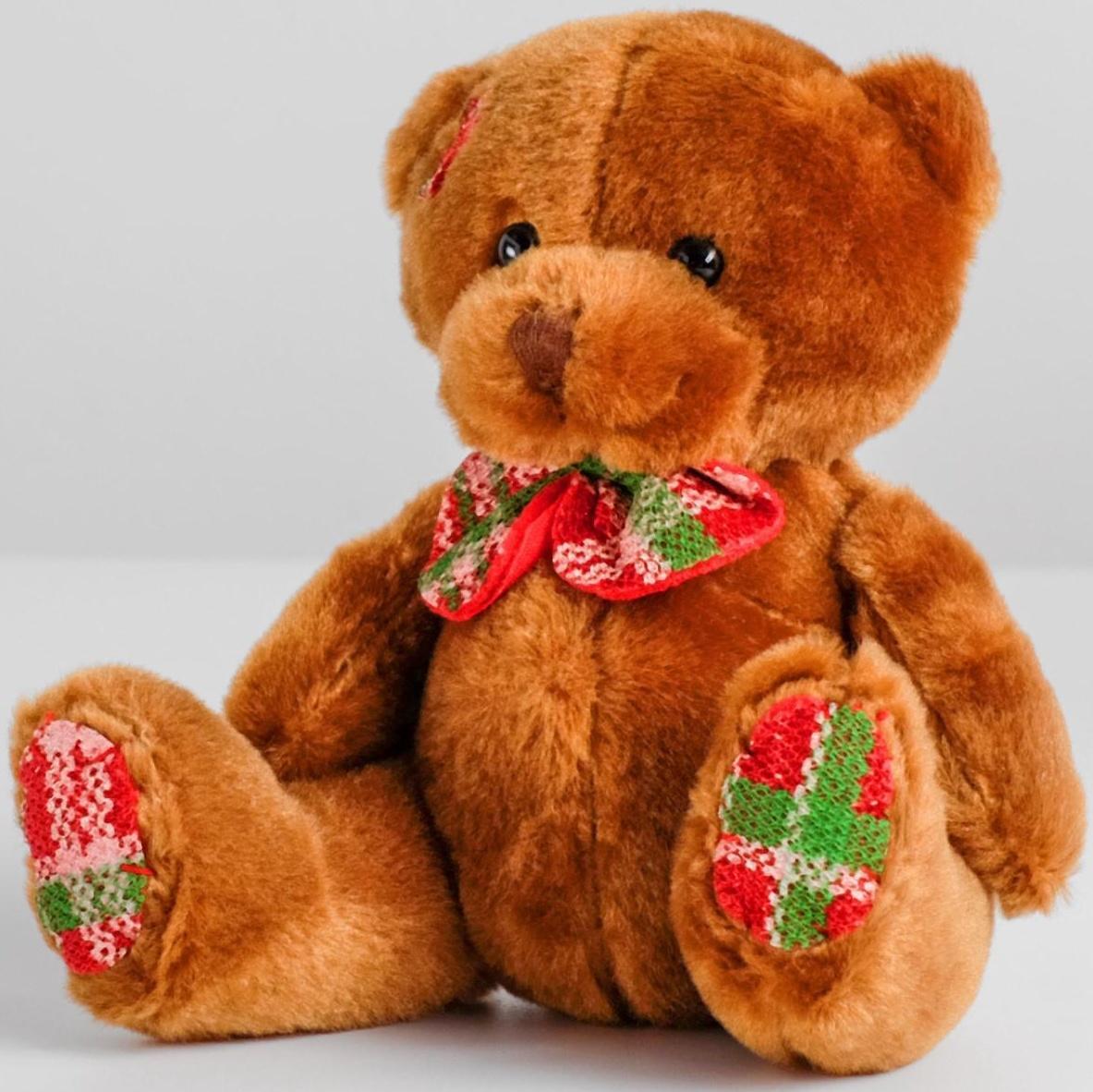 Мягкая игрушка «Мишутка с бантом в клетку», цвета МИКС