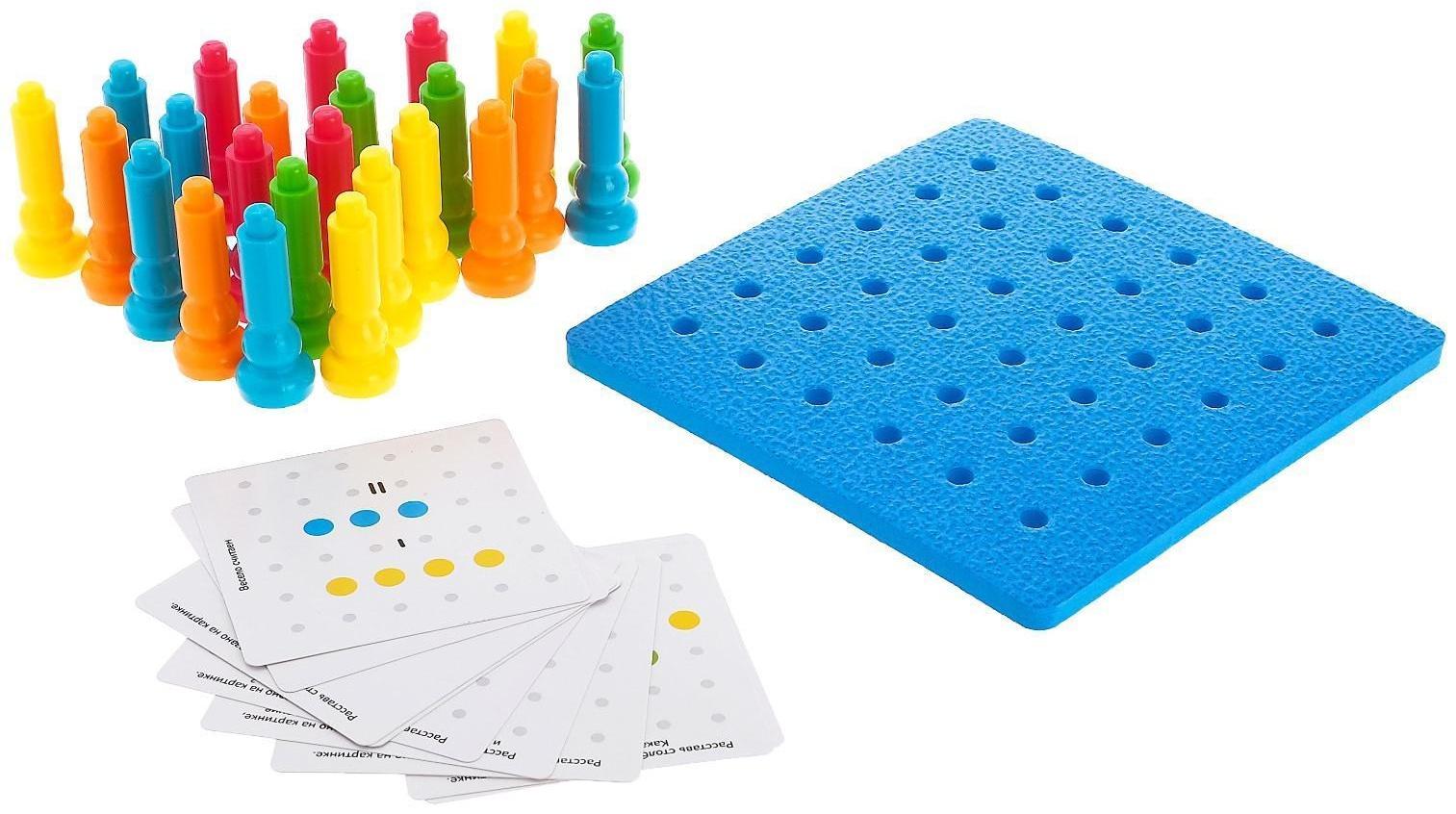 Развивающий набор «Цветные столбики», основа, карточки