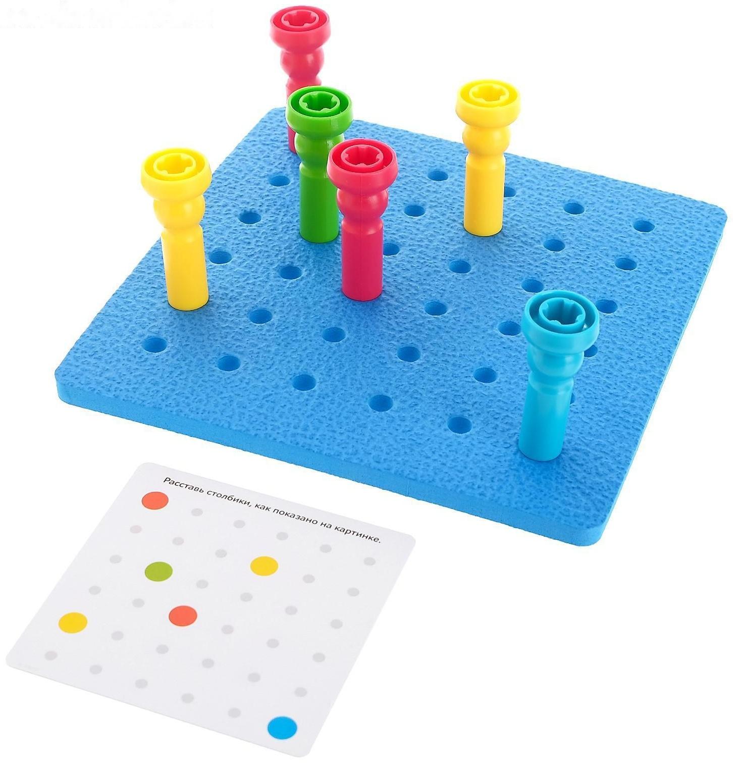 Развивающий набор «Цветные столбики», основа, карточки