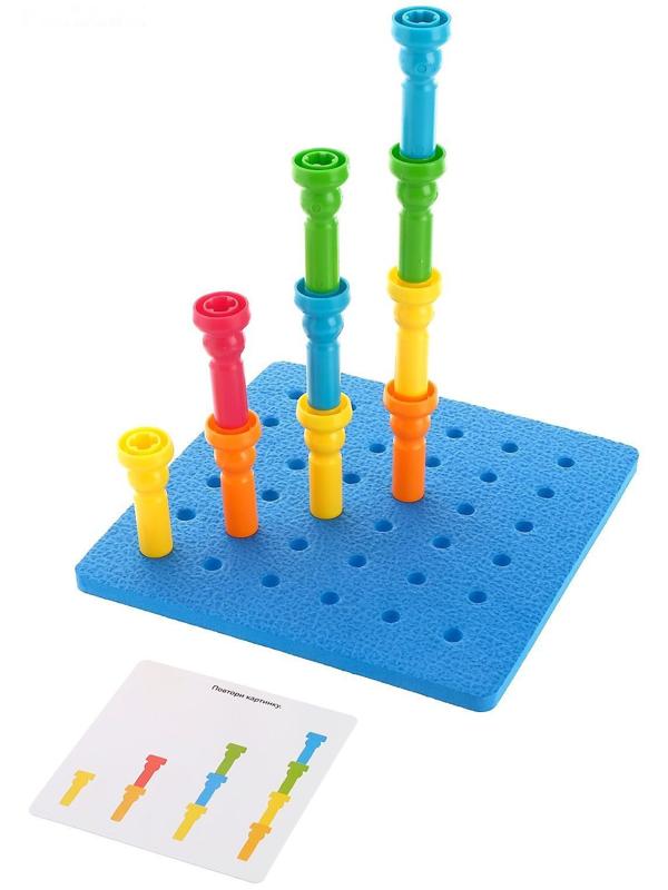 Развивающий набор «Цветные столбики», основа, карточки