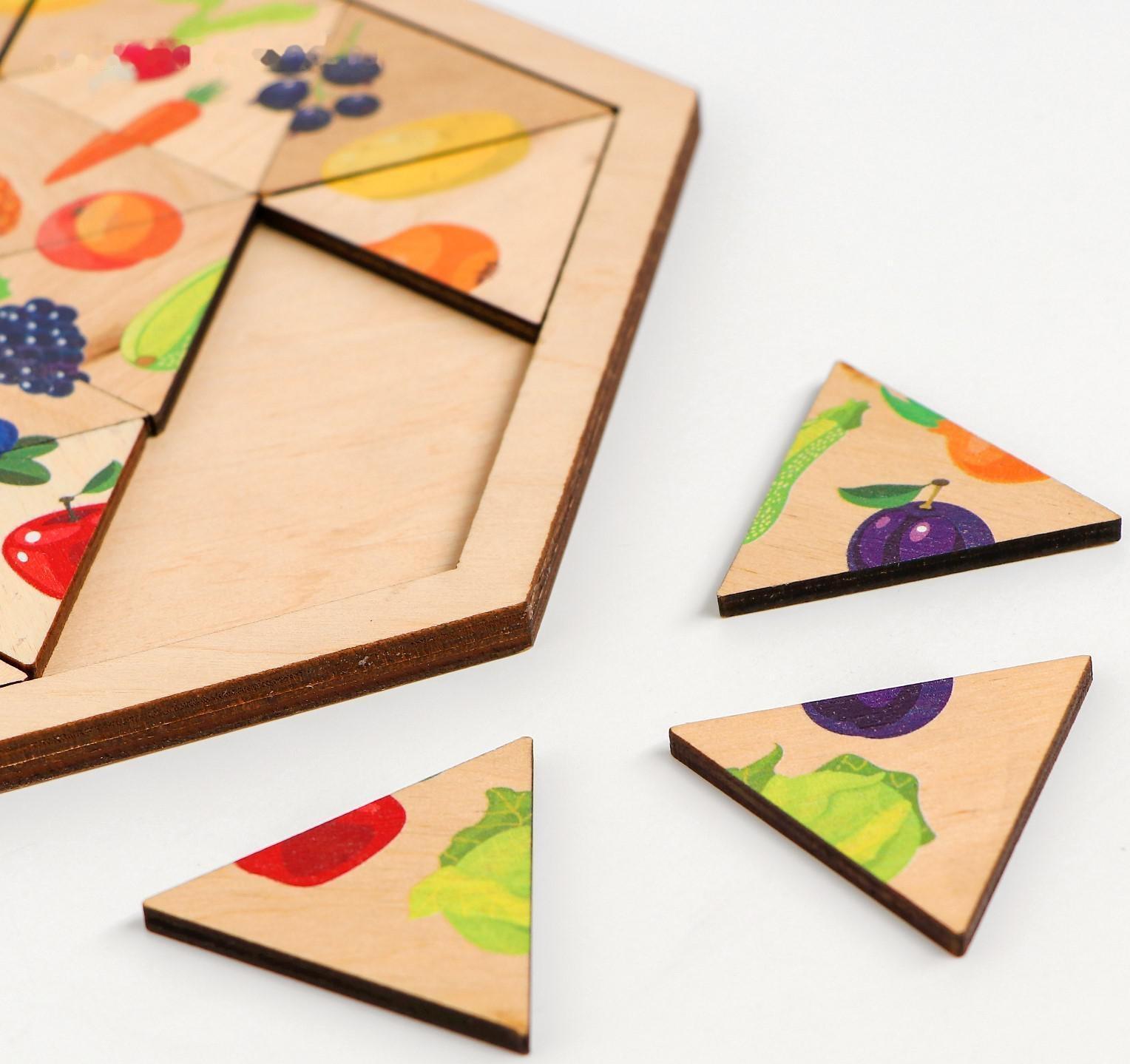 Пазл деревянный «Овощи, фрукты, ягоды» (Занимательные треугольники)