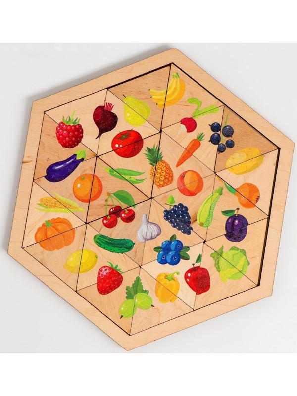 Пазл деревянный «Овощи, фрукты, ягоды» (Занимательные треугольники)