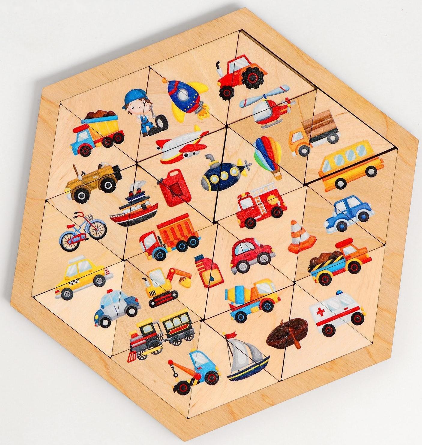 Пазл деревянный «Транспорт» (Занимательные треугольники)