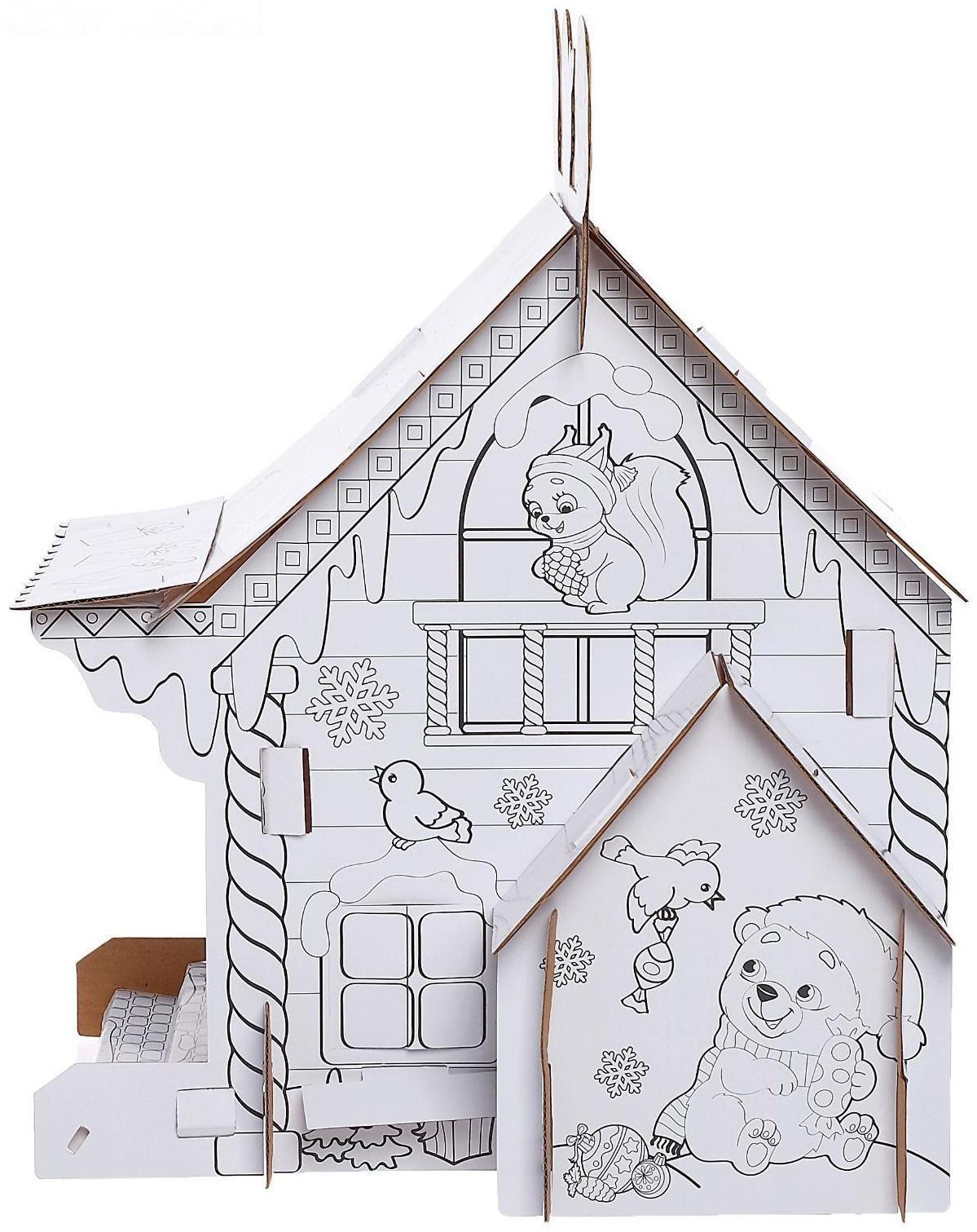 Домик раскраска «В гостях у Дедушки Мороза»