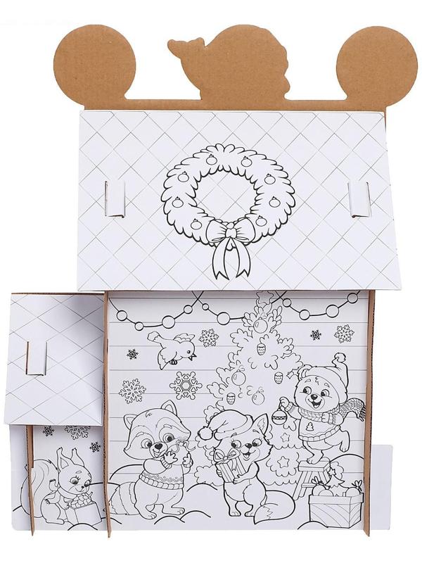 Домик раскраска «В гостях у Дедушки Мороза»