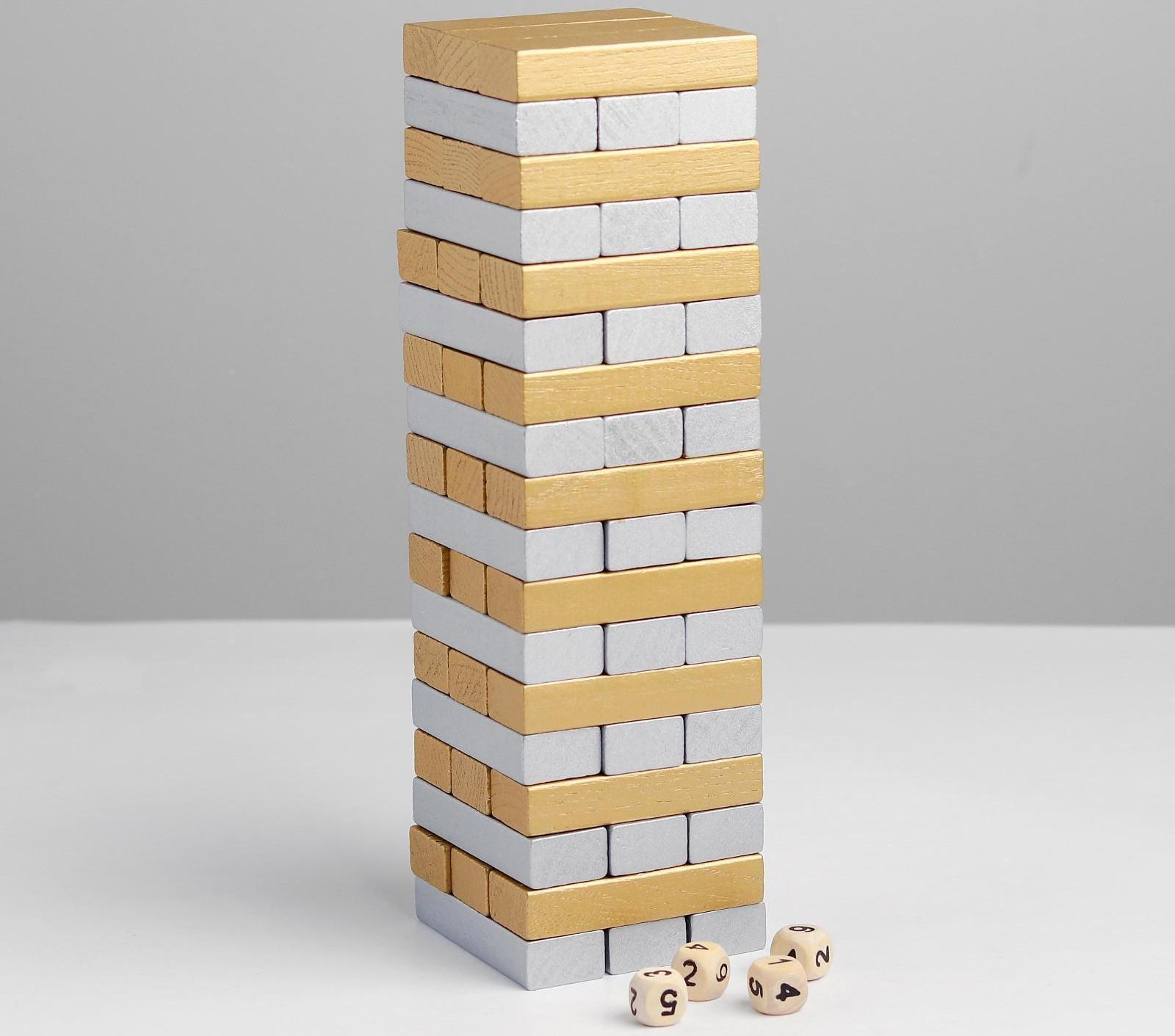 Головоломка дженга «Золото-серебро» 8×8×30 см