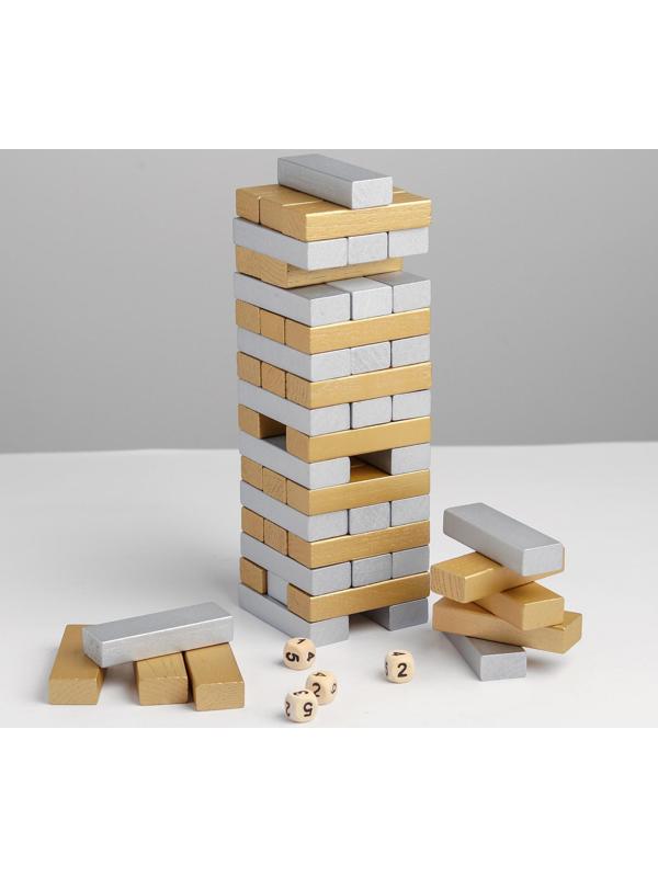 Головоломка дженга «Золото-серебро» 8×8×30 см